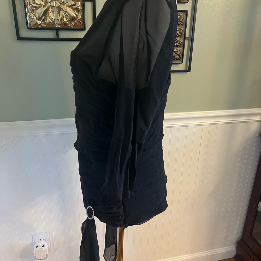 Black Sheer Ruched Blouse - Picture 3 of 3